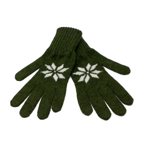 Knitted gloves green/white