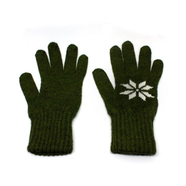 Strick Handschuhe Forst grün/weiss