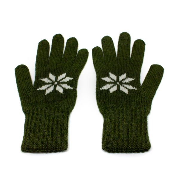 Strick Handschuhe Forst grün/weiss