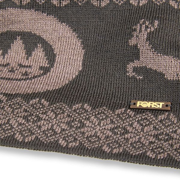 FORST Schal in Beige-Grün mit Rentiermotiv