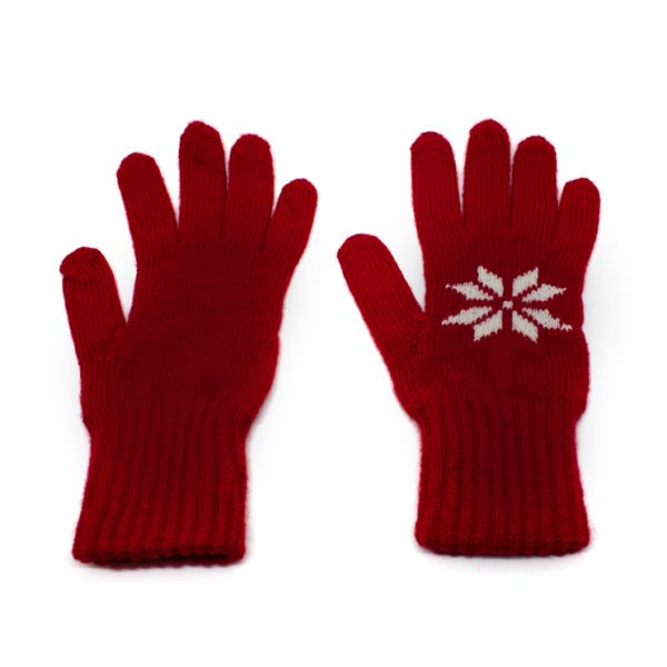Strick Handschuhe Forst rot/weiss