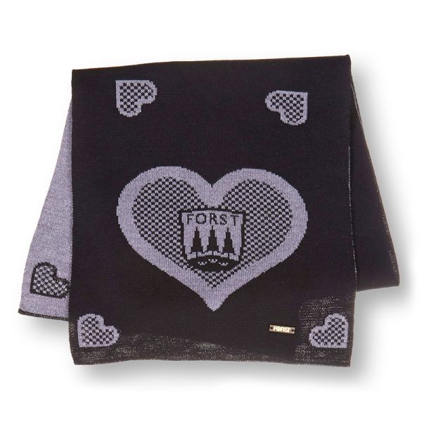 FORST-Schal Schwarz-Grau mit Herzchen-Muster