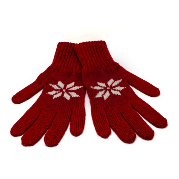 Strick Handschuhe Forst rot/weiss