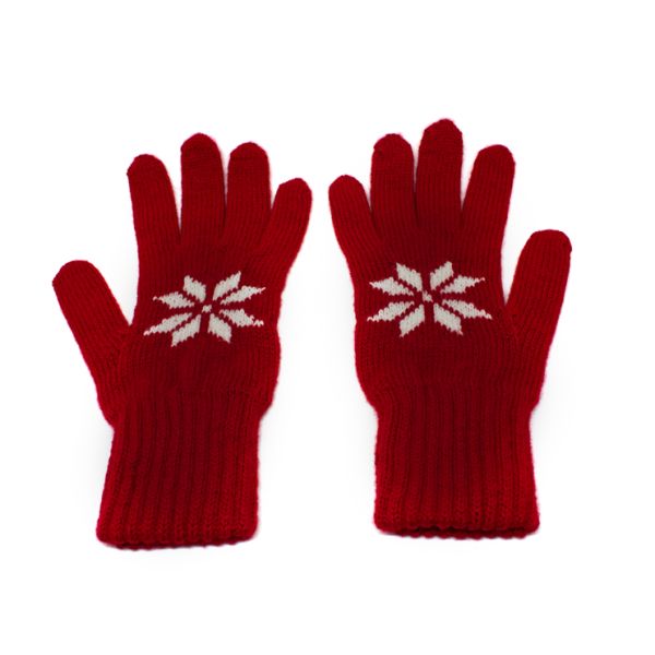 Strick Handschuhe Forst rot/weiss